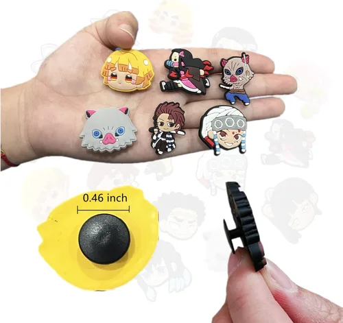 Vista 3 de Re-siin 20 dijes para zapatos Tanjiro Kamado para zuecos, decoraciones de PVC, de animé japonés, de zapato para zueco, pulsera, regalos de fiesta