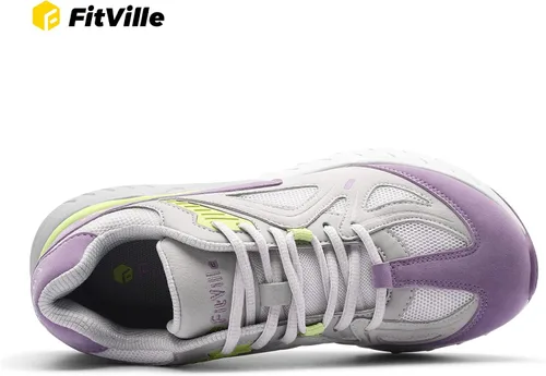 Vista 5 de FitVille Zapatos para caminar extra anchos para mujer, zapatos deportivos anchos para pies planos, fascitis plantar, alivio del dolor en el talón