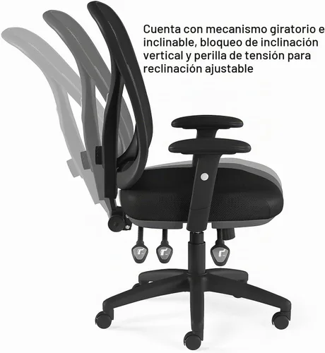 Vista 6 de Staples Silla de trabajo ergonómica de malla, soporte lumbar, color negro
