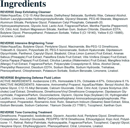 Vista 6 de Rodan + Fields Régimen inverso: limpiador, tónico, loción SPF 50 y tratamiento Hidratante diario Contiene vitamina C y retinol Juegos y kits