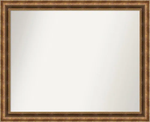 Vista 113 de Amanti Art Espejo de pared personalizado no biselado (25 x 25 pulgadas), marco de bronce acentuado, varios tamaños personalizados, espejo de baño