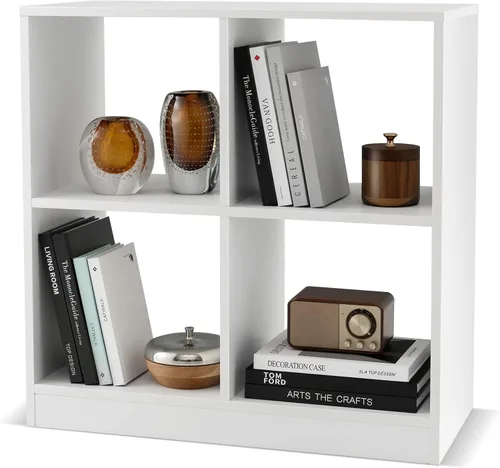 Vista 10 de Giantex Estantería de 4 cubos color negro – Estantería abierta independiente de 2 niveles con dispositivo antivuelco, organizador de almacenamiento