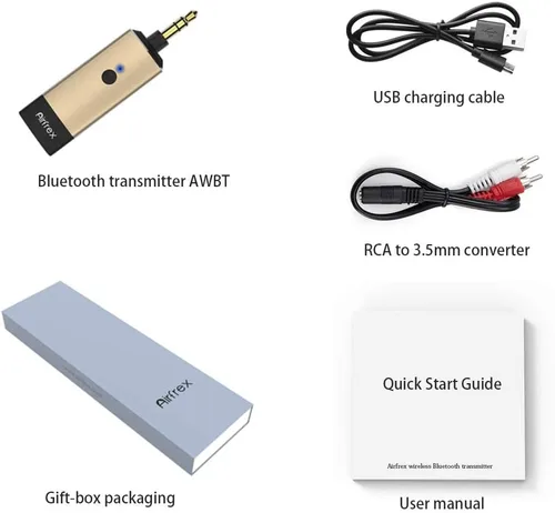 Vista 5 de Mini transmisor Bluetooth de aluminio con conector macho de 0.138 in para TV/MP3/PC/PS4, emisor inalámbrico Bluetooth y adaptador funciona