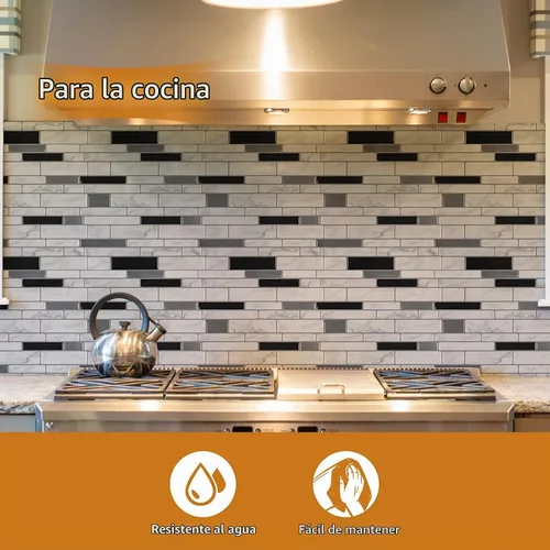 Vista 2 de WOWSTAR 10 láminas de azulejos autoadhesivos para salpicaduras de cocina, azulejos adhesivos para pared de cocina (12 x 12 pulgadas, mármol blanco)