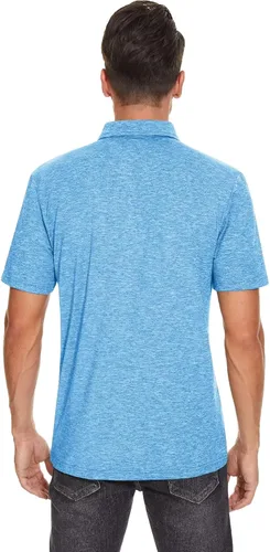 Vista 3 de MAGCOMSEN Polo de manga corta para hombre, camisas de golf para hombre, 3 botones, absorbe la humedad, camiseta atlética casual con cuello