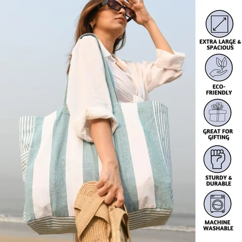 Vista 2 de Folkulture Bolsa de playa para mujer o bolsa de mano