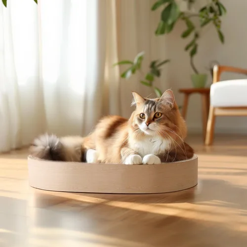 Vista 9 de ComSaf Tabla rascador para gatos, cama rascador para gatos de interior, almohadilla de cartón corrugado para gatos, rascador ovalado duradero
