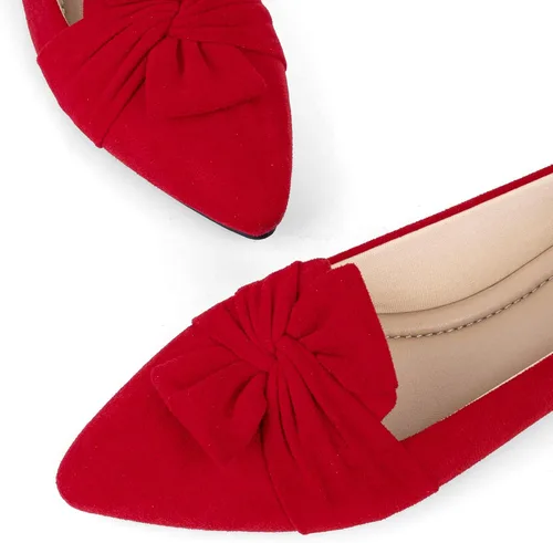 Vista 3 de MUSSHOE - Zapatos bajos tipo bailarina para mujer, puntiagudos, cómodos y con lazo