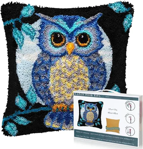 Vista 8 de EsLuker.ly Kit de Alfombra de Ganchillo de Pestillo DIY Alfombra de Crochet para Principiantes, Patrones de Gatos Lienzo Preimpreso Kits de Gatos