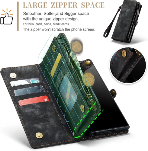 Vista 4 de Asuwish Funda de teléfono para Samsung Galaxy Note 20 Glaxay Note20 5G con cremallera, funda desmontable con protector de pantalla de vidrio