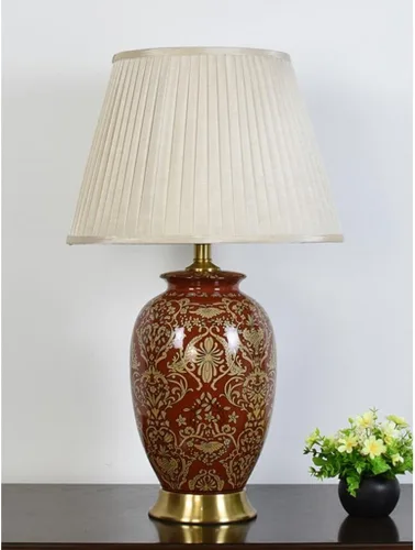 Vista 9 de Lamp for Desk Living Room Large Side Table Corner Lamp Retro Ceramic Table Lamp Modern Bedroom Bedside Lamp Desk Lamps for Home Office(Push Button