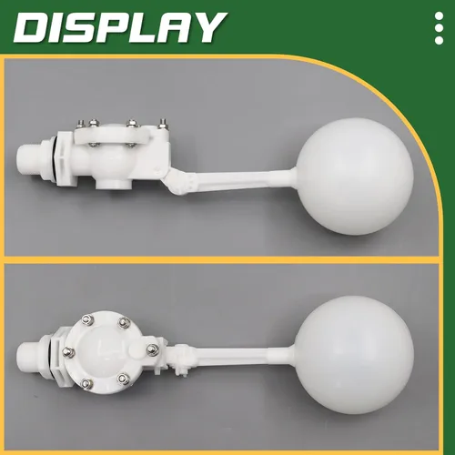 Vista 7 de Válvula flotante desmontable de 3/4, válvula de flotador de agua de plástico blanco con brazo ajustable para control de nivel de agua para estanque