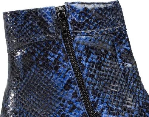 Vista 4 de Club Cubano EMMANUEL - Botas de tacón cubano de piel con estampado de serpiente color azul
