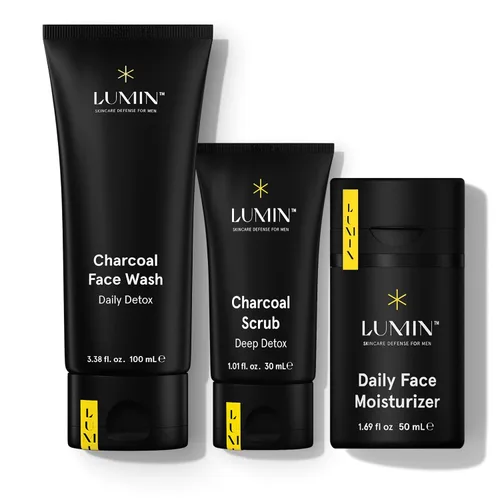 Vista 6 de Lumin Boss Trio - Set de cuidado de la piel para hombres, exfoliante facial, bálsamo para ojos y kit de hidratación diaria, rutina coreana