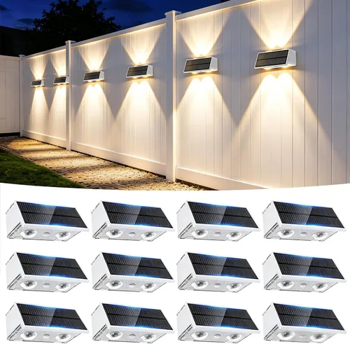 Vista 23 de Luces solares para valla al aire libre, paquete de 2 luces solares Negro