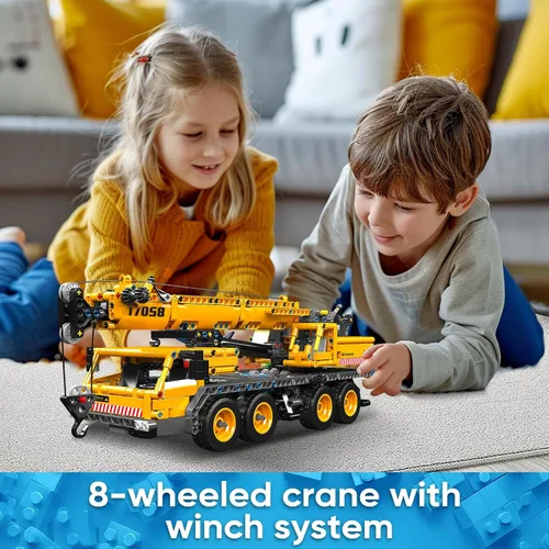 Vista 2 de Mould King 17058 Kit de bloques de construcción de grúa, modelo de camión grúa de 997 piezas para construir, juguete de construcción DIY