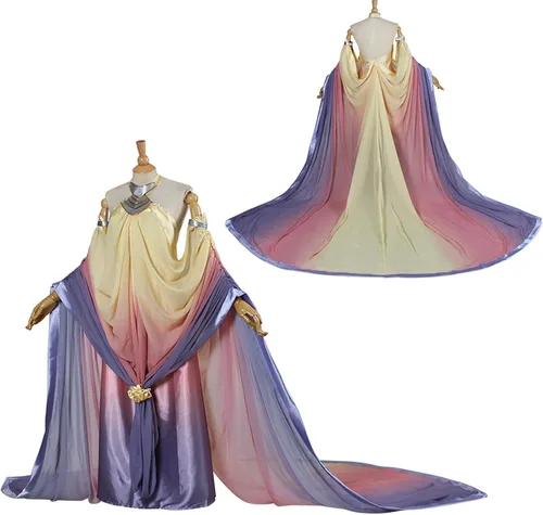 Vista 3 de Disfraz de reina Padme para mujer, vestido largo de noche de Padme Amidala, cosplay, corte, uniforme de Halloween