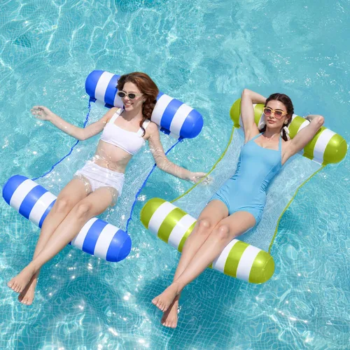 Vista 9 de SLOOSH 2 Packs Hammock Pool Floats Adults, 4-in-1 Multi-Purpose Inflatable Pool Floats PVC Water Hammock Lounge Floaties