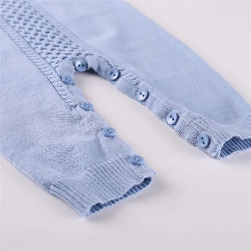 Vista 6 de Mameluco de punto con cuello de Peter Pan para bebé, ropa de una sola pieza, overol de ropa de bebé