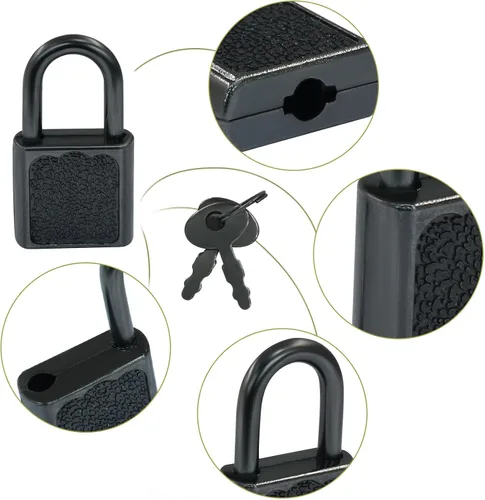 Vista 3 de Litoexpe 10 cerraduras pequeñas para equipaje pequeño con llaves, candado pequeño de metal, equipaje sólido para decoración de cajas de joyería Negro