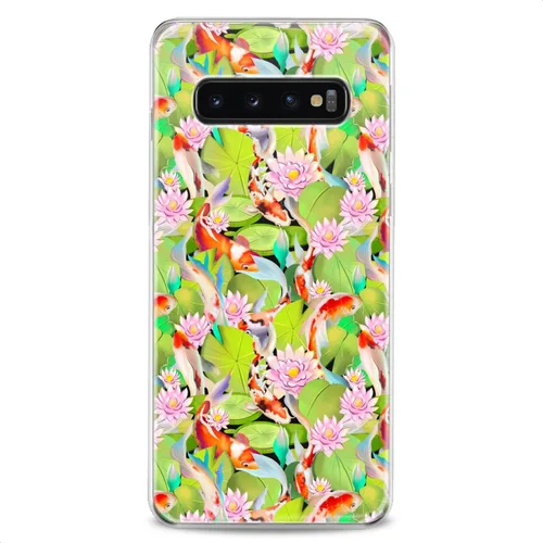 Vista 3 de Funda compatible con Samsung S23 S22 Plus S21 FE Ultra S20+ S10 Note 20 5G S10e S9 Lily Clear Flexible Waterlily Lotus Slim Fit Design Silicona Koi