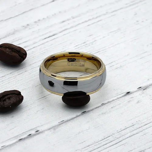 Vista 4 de 100S JEWELRY Anillos de tungsteno personalizados grabados para hombres y mujeres, alianza de boda, dos tonos, oro y plata, tallas 6-16