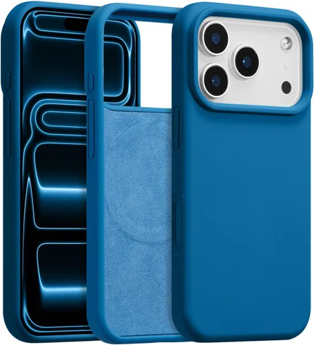 Vista 433 de Funda magnética de silicona para iPhone 13 Pro, color blanco antiguo [Compatible con Magsafe] [Forro de microfibra suave antiarañazos], funda