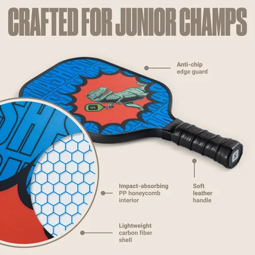 Vista 5 de Sportbit Kids Pickleball Paddles Set of 1 or 2 - Child Size Pickleball Paddle for Kids Small and Lightweight - Carbon Fiber Youth Pickleball Paddle
