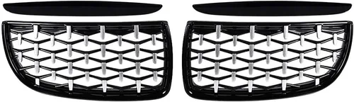 Vista 2 de Rejilla de Riñón Cromada con Malla Brillante en Negro Compatible con BMW 323i 325xi 330i 328i 328xi 335i 335xi E90 E91 Pre-LCI de 2005-2008
