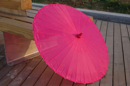 Vista 6 de Sombrilla de tela de bambú lisa, ideal para recuerdos de fiesta de boda (azul claro)