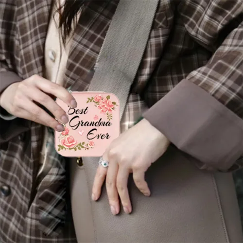 Vista 6 de JUFORLFY Joyero de viaje para mujeres y niñas, organizador con espejo, anillos, aretes, collares, caja organizadora de almacenamiento, caja