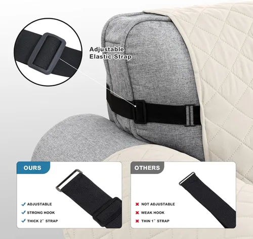 Vista 3 de MIFXIN Funda reversible para sofá, impermeable, antideslizante, lavable, con correa elástica, protector de muebles para mascotas, perros y niños