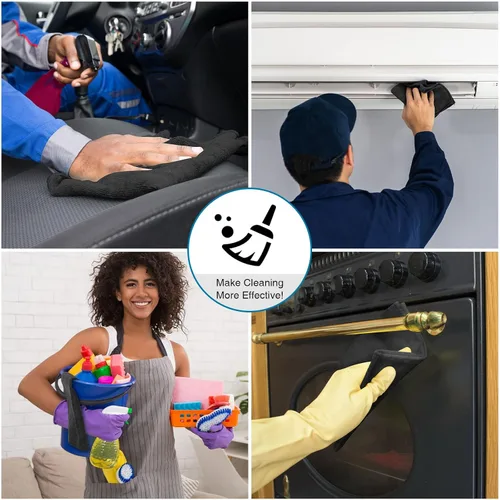 Vista 7 de Macarrie - 200 paños de limpieza de microfibra, toallas de microfibra para automóvil, paños de lavado absorbentes, reutilizables, sin pelusas, Negro