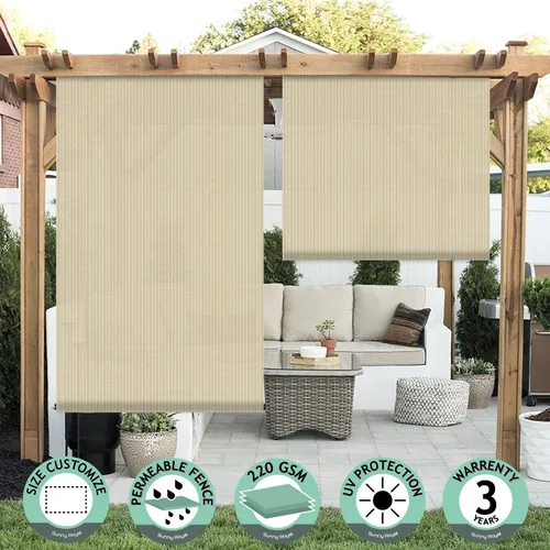 Vista 2 de SunnyRoyal - Persianas enrollables para patio y exteriores, para usar al aire libre, en la terraza, porche, balcón o patio trasero, 4 pies de ancho