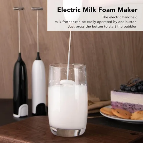 Vista 3 de Espumador de leche eléctrico de mano para café, batidor de leche automático de mano para agitar, bar, cocina, bebida, capuchino, latte, matcha