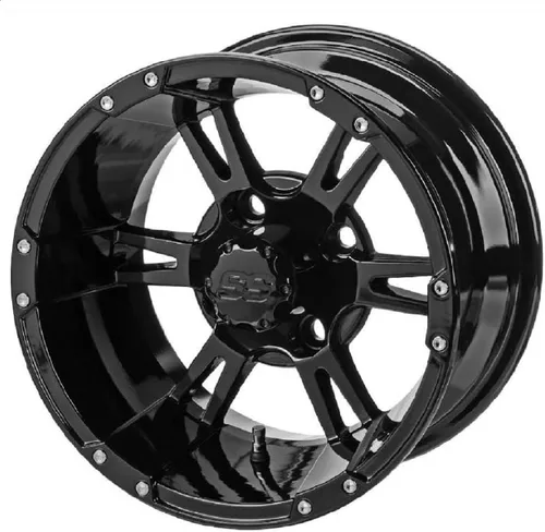 Vista 2 de Bundle - 9 Items: LSI Raptor 12" Golf Wheels Gloss Black 23" X-Trail Tires [for YamahaGolf Carts]