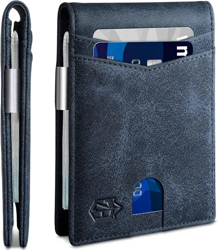 Vista 118 de Zitahli - Carteras delgadas con clip para dinero para hombre, tarjetero minimalista, de cuero, plegable, con bloqueo RFID, cartera de bolsillo