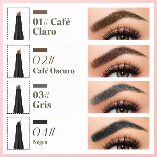 Vista 3 de Lápiz de cejas Microblading, 2026 nuevo bolígrafo de cejas 3D impermeable de 4 puntas Microblading, relleno de huecos naturales, maquillaje de cejas