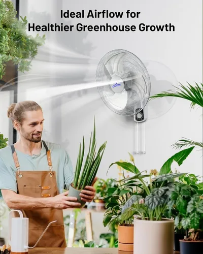 Vista 7 de iLiving Ventilador oscilante de montaje en pared con inclinación ajustable, 18 pulgadas, 3 velocidades, rejilla y hoja de metal, oscilación de 90