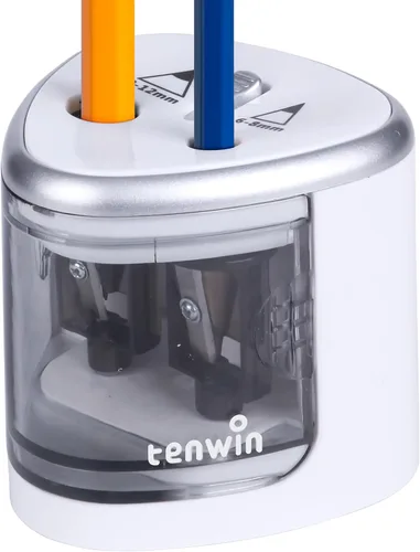 Vista 7 de tenwin - Sacapuntas eléctrico para lápices de colores, funciona con pilas, para lápices n.º 2 y de 0.23 a 0.47 pulgadas, doble agujero para artistas