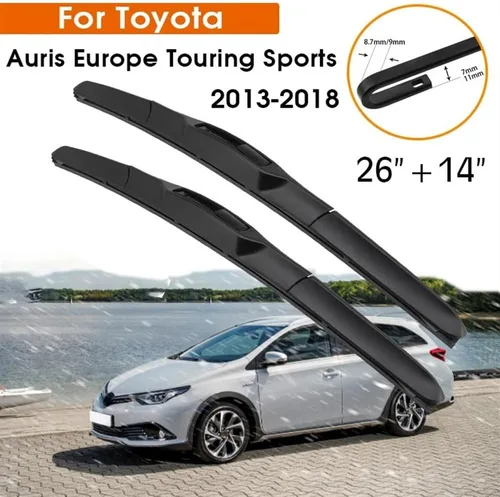 Vista 2 de Juego de limpiaparabrisas delantero y trasero de 26 + 14 + 8 pulgadas, compatible con Toyota Auris 2 Hatchback 2013-2018
