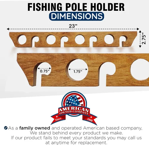 Vista 3 de Rush Creek Creations 8 Fishing Rod Wall or Ceiling Storage Rack, Vertical or Horizontal Holder for Garage, 8 Rod and Reel Combo Capacity