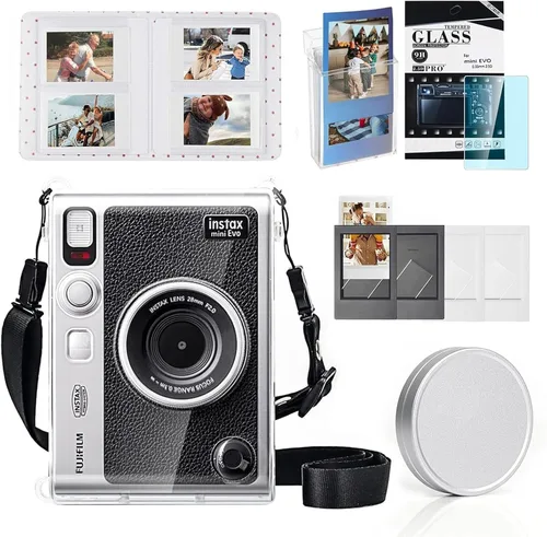 Vista 12 de CAIYOULE - Funda para cámara instantánea Fujifilm Instax Mini EVO, color negro Protective Camera Accessories Kit for Instax Mini EVO with Picture