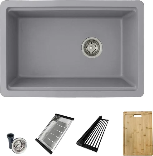Vista 14 de Stylish S-822L - Fregadero de cocina de granito compuesto de 22 x 17.5 pulgadas, cuenco individual debajo del montaje y caída, 8.25 pulgadas