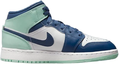 Vista 2 de Nike Air Jordan 1 Mid GS Zapatos para hombre, azul marino místicoespuma menta, blanco, 4.5 niños grandes, negro, blanco, rojo (WhiteGym Red-Black)