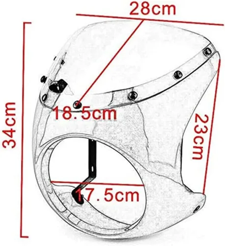 Vista 3 de Parabrisas de carenado retro para motocicleta de 7 pulgadas para Harley Touring Cafe Racer Old School Bobber Touring Dirt Bike