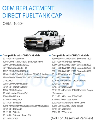 Vista 4 de Tapa de gasolina con bloqueo, tapa de combustible de bloqueo de repuesto 10504 para Toyota 4Runner Camry Tundra Acura Tacoma Chevrolet Silverado