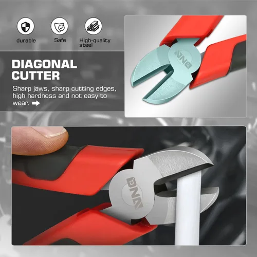 Vista 4 de DNA Motoring TOOLS-00063 - Juego de alicates de 3 piezas, alicates Linesman de 6.5 pulgadas con mandíbulas duraderas, dientes fresados, junta
