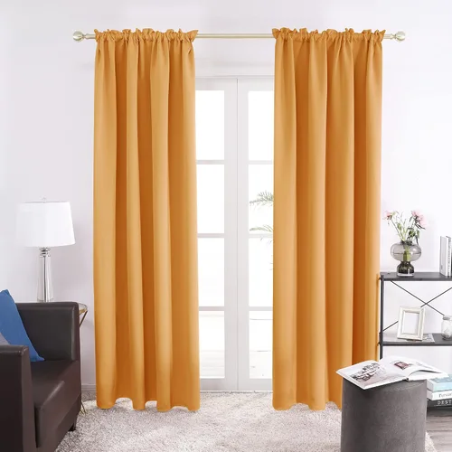 Vista 23 de Deconovo Cortinas opacas, aislamiento térmico, dobladillo para barra, reducción de ruido, certificado Oeko-TEX, cortinas de oscurecimiento