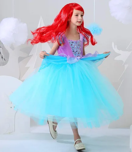 Vista 3 de Disfraces de Cenicienta para niñas de CQDY, disfraz de princesa para fiesta de Halloween, cumpleaños, elegante vestido de baile Sirena
